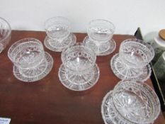 Stuart Crystal oval bowl & Brierly crystal bowl (both signed), 6 sundae dishes & side plates.