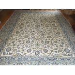 Blue & cream carpet, 4m x 3m. Estimate £200-300.