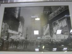 2 framed photograph prints: 'Times Square, 1942' & 'Brooklyn Bridge'. Estimate £20-40.