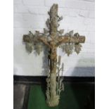 Large cast iron crucifix, 131cms x 71cms