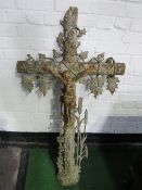 Large cast iron crucifix, 131cms x 71cms