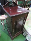 Mahogany night stand on pedestal base with a broken pediment top, 39cms x 39cms x 78cms. Estimate £