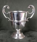 Double handled sterling silver trophy, without inscription.  Hallmarked 1932 & made by Alexander