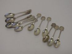 3 silver teaspoons, marked Irish Rifle Club, Sheffield 1923, 3 silver teaspoons marked 'the Epping
