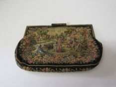 Late Victorian/Edwardian petite point evening bag. Estimate £50-80.