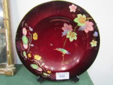 Carltonware 'Rouge Bird' plate, 37cms diameter. Estimate £20-40.