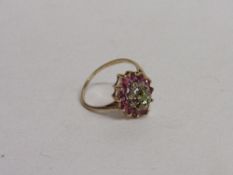 9ct gold, ruby, emerald & diamond ring, size N, weight 2.3gms. Estimate £50-70.