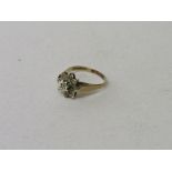 9ct gold cluster ring with diamond chips, size N, weight 2.8gms