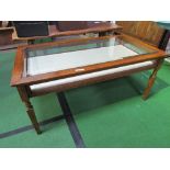 Glass top low collector's display cabinet with sliding tray. Estimate £80-100.