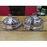 2 Sheffield heavy silver plate tureen covers by A B Savory & Sons & Goldsmith Alliance London.