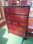 Stag chest of drawers with 3 small middle drawers, 82cms x 46cms x 103cms. Estimate £30-50.