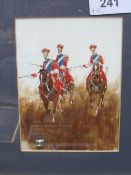 2 framed & glazed watercolours of military scenes. Estimate £10-20.