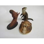 Beswick figurines: Horse's Head, Lion's Head & Otter (sample). Estimate £20-30..