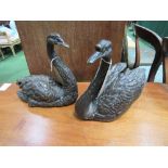 2 brass swan figurines. Estimate £50-80.