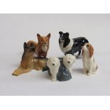 Beswick figurines: Pair of Sheepdogs; Cavalier Spaniel; Border Collie; Corgie & Alsatian.
