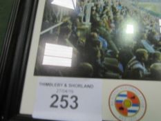 Framed & glazed photograph of the Madejski Stadium & an original entrance board, purchased at the