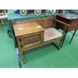 Oak hall telephone table & seat, 93cms x 46cms x 78cms. Estimate £30-40.