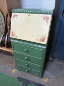 Small painted bureau with 4 drawers to base, 52cms x 40cms x 107cms. Estimate £10-20.