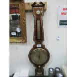 Rosewood & mother of pearl inlaid barometer/thermometer by Lowden of Dundee. Estimate £80-120.