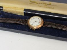 9ct gold cased lady's wristwatch, going order. Estimate £150-180.