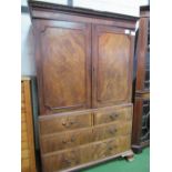 Mahogany wardrobe with hanging fitments & rail in the form of a linen press, 120cms x 57cms x