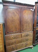 Mahogany wardrobe with hanging fitments & rail in the form of a linen press, 120cms x 57cms x