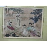 4 Korean woodblock prints in faux bamboo frames. Estimate £50-80.