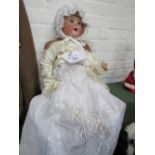 Large AM Germany bisque doll, circa 1930's. Height 67cms. Estimate £100-150.