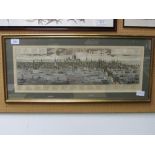 Gilt framed & glazed reproduction view of Medieval London. Estimate £20-40.