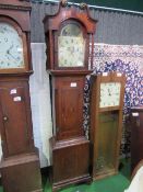 Oak framed long case clock by A Pozzi, Wootton Bassett, circa 1840 with date aperture in painted