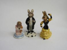 Royal Doulton figurines: Goodnight Bunnykins; Flamenco Bunnykins & Lawyer Bunnykins. Estimate £40-