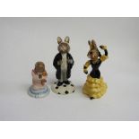 Royal Doulton figurines: Goodnight Bunnykins; Flamenco Bunnykins & Lawyer Bunnykins. Estimate £40-