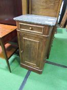 Marble top pot cupboard, 41cms x 32cms x 73cms. Estimate £20-30.