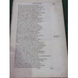 The Owle by Michael Drayton, published in London 1619. An unbound poem in English verse, extracted