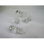 Swarovski crystal fan tail dove, boxed, code 191696; large seal, boxed, code 012261; beagle puppy