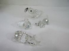 Swarovski crystal fan tail dove, boxed, code 191696; large seal, boxed, code 012261; beagle puppy