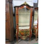 Ornate Bombe French style display cabinet with ormolu mounts & painted panels to base, 2 interior