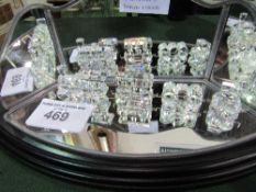 Swarovski crystal 4 piece train set, c/w mirrored display stand. Estimate £50-70.