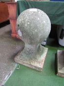 Stone spherical finial, height 65cms. Estimate £200-250.