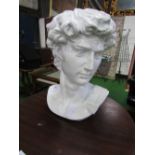 White plastic large bust of David. Estimate £10-20.