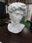 White plastic large bust of David. Estimate £10-20.