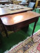 Mahogany fold over top gate leg tea table (1 leg requires repair), 92cms x 90cms (open) x 76cms.