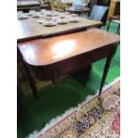 Mahogany fold over top gate leg tea table (1 leg requires repair), 92cms x 90cms (open) x 76cms.