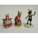 Royal Doulton figurines: Santa Bunnykins; Sailor Bunnykins & Tyrolean Dancer Bunnykins, all boxed.