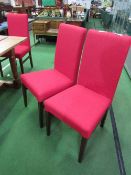 Red upholstered contemporary dining chair. Estimate £50-60.