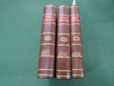 Dramatic Miscellanies by Thomas Davies. 3 volumes published in London 1784. Full leather binding in