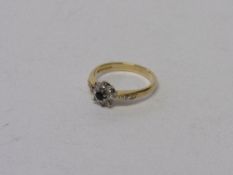 18ct gold, diamond & sapphire ring, size K, weight 2.6gms. Estimate £80-100.