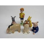 Beswick Pooh character samples: Christopher Robin (marked Beswick), Eeyore, Piglet, Tigger, Owl,