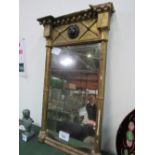 Gilt plaster & wood framed wall mirror with lion's mask to pediment, 73cms x 39cms.