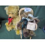 Dean Rag Book limited edition 990/1500 teddy bear & a small Merrythought bear & chair. Estimate £